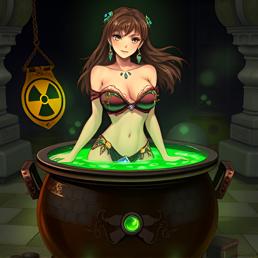 Beauties bathe in radioactive solutions - Bathing, Swimsuit, Girls, Art, Anime, Bikini, Women, Radiation, Longpost