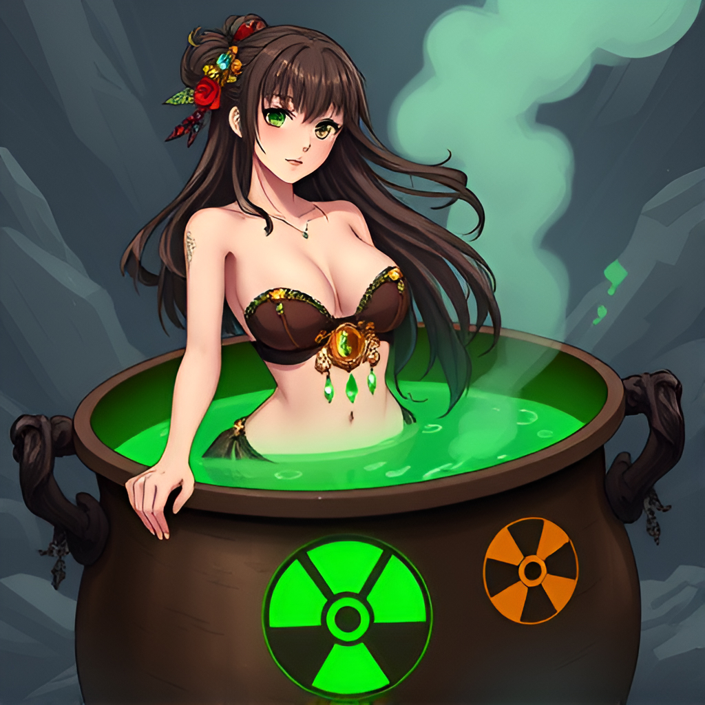 Beauties bathe in radioactive solutions - Bathing, Swimsuit, Girls, Art, Anime, Bikini, Women, Radiation, Longpost