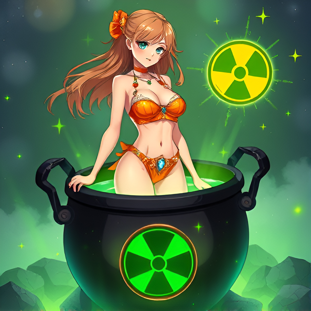 Beauties bathe in radioactive solutions - Bathing, Swimsuit, Girls, Art, Anime, Bikini, Women, Radiation, Longpost