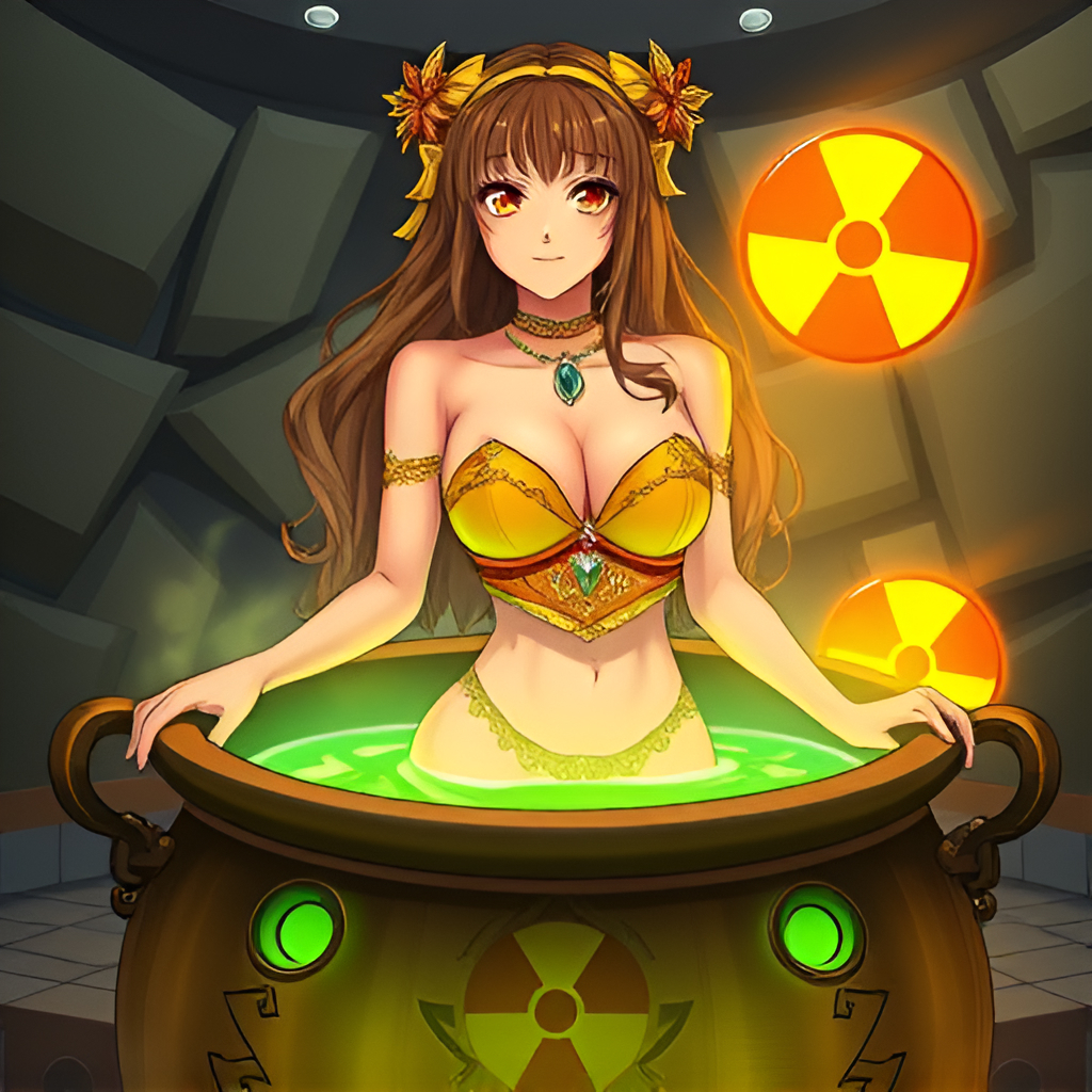 Beauties bathe in radioactive solutions - Bathing, Swimsuit, Girls, Art, Anime, Bikini, Women, Radiation, Longpost