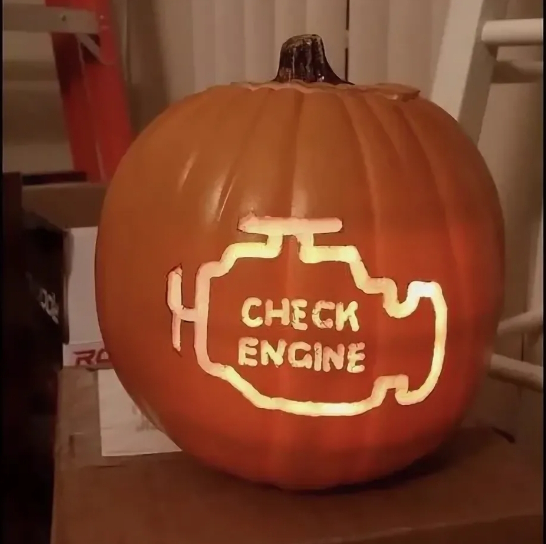 Halloween at its finest - Halloween, Pumpkin, Horror, Halloween pumpkin, Check Engine