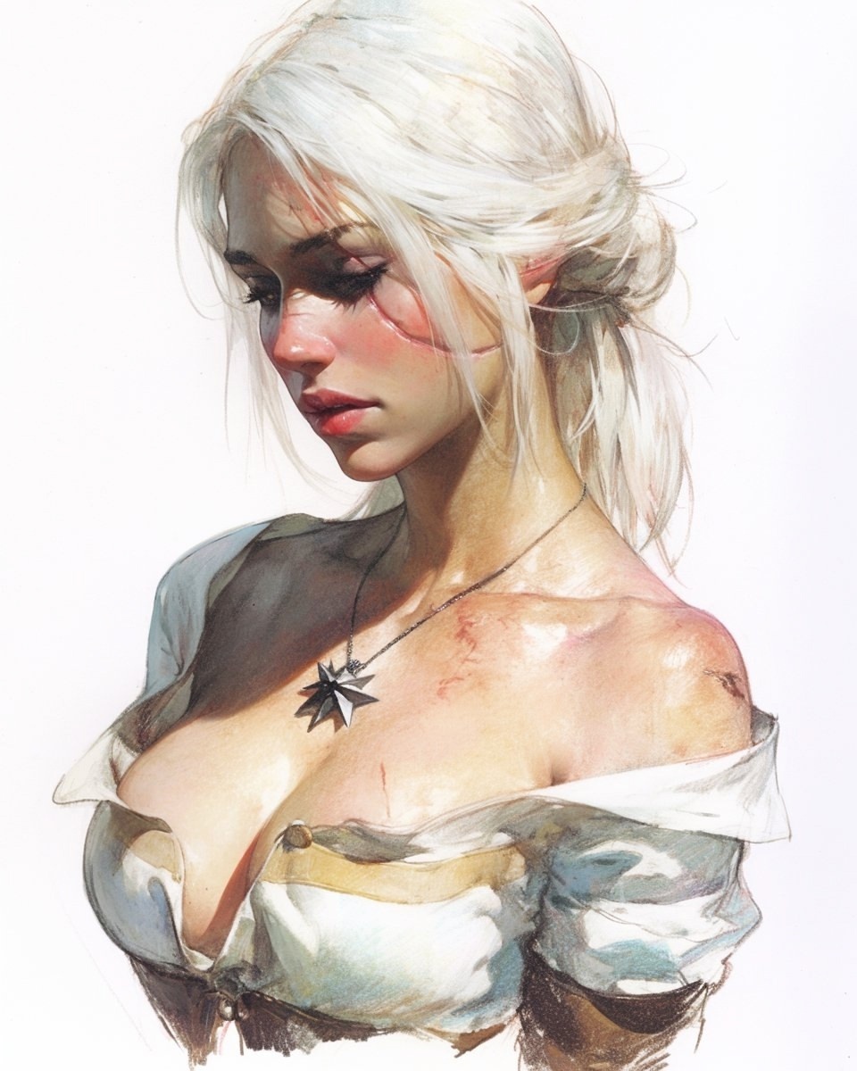 Ciri - Ciri, The Witcher 3: Wild Hunt, Witcher, Neckline, Boobs, Neural network art