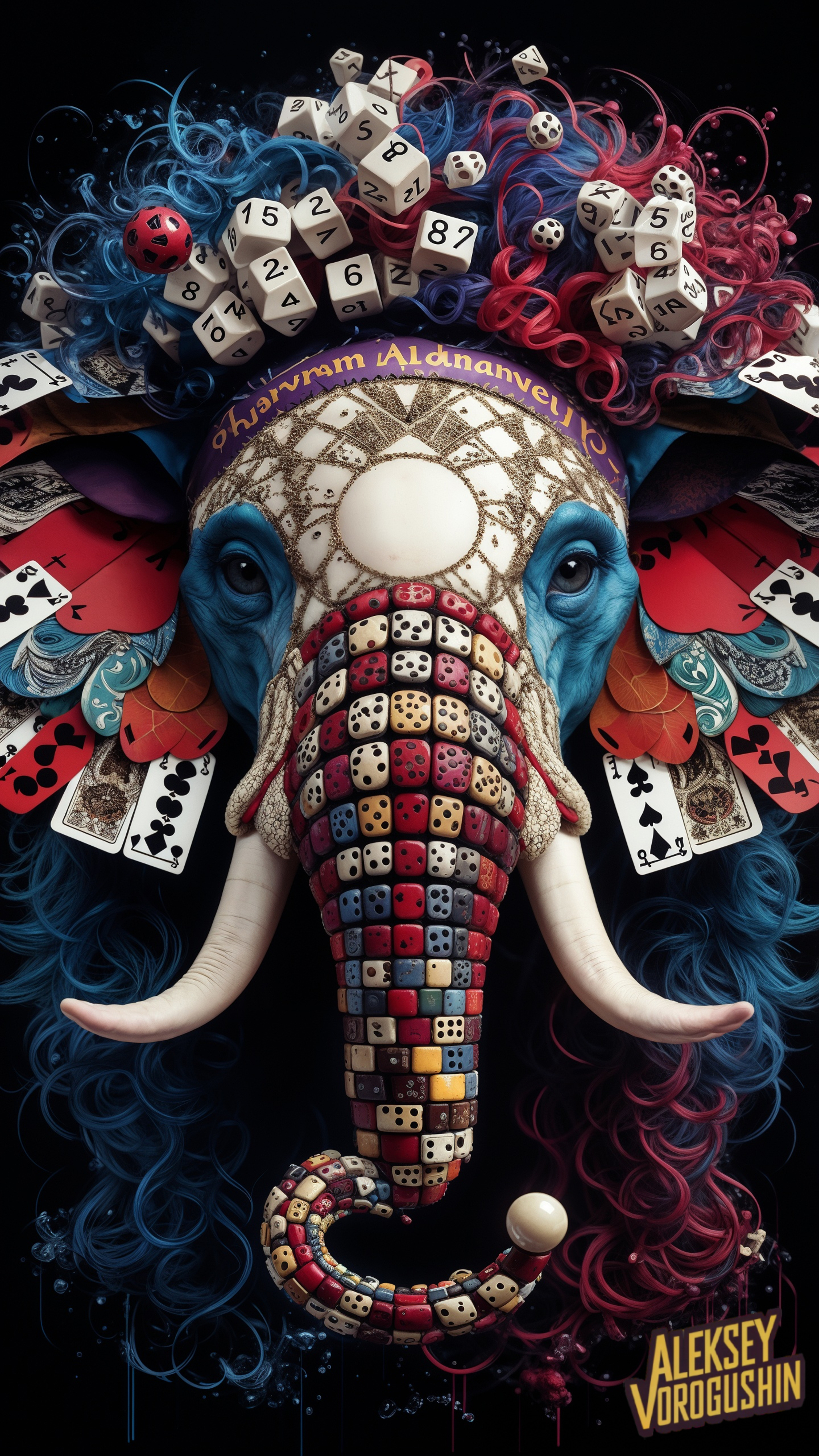 Contemporary artist: Vorogushin Alexey Gennadievich. Surrealistic elephant made of toy items. Neuroart evaluation using AI - My, Dall-e, Нейронные сети, Phone wallpaper, Digital, Desktop wallpaper, Neural network art, Surrealism, Elephants, Modern Art, Longpost