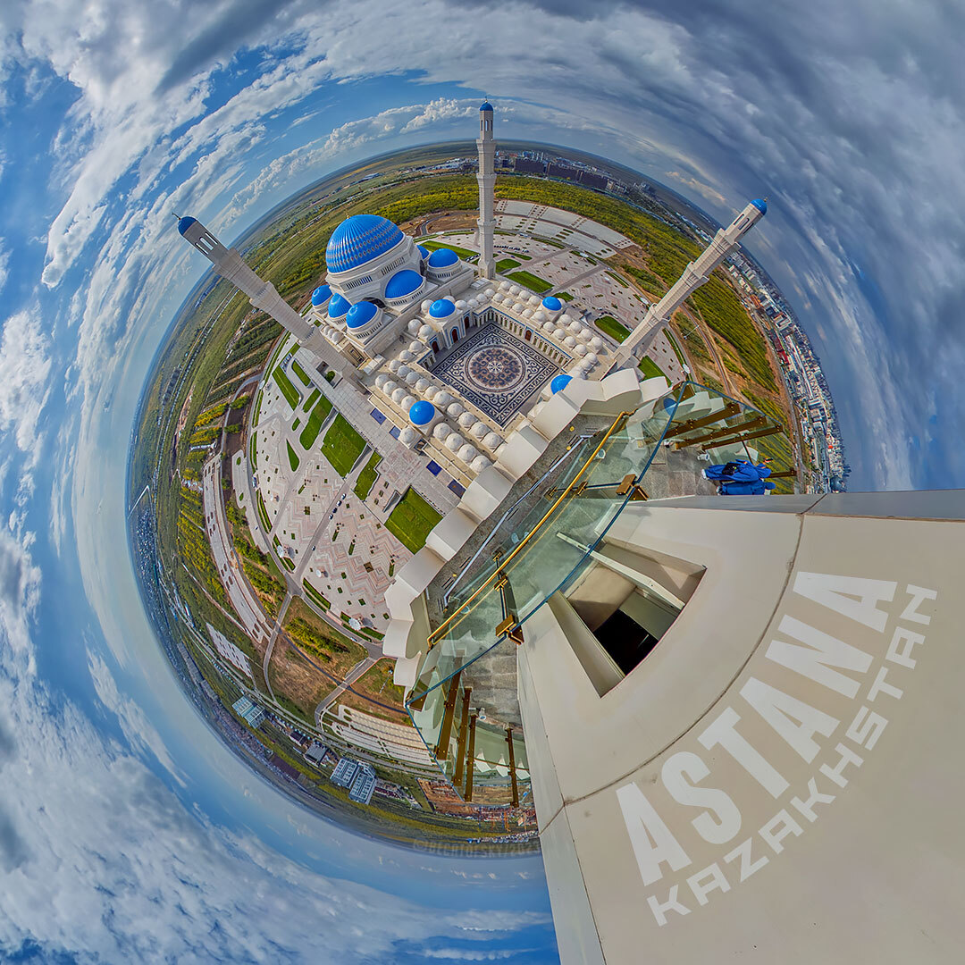 Astana - My, The photo, Street photography, City walk, Kazakhstan, Astana, Mosque, 360 degrees, Spherical panorama, Travels, Longpost