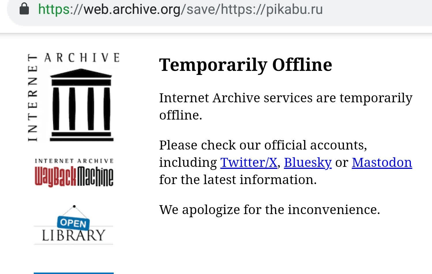 Web archive - that's it? - Webarchiveorg, archive, Temporarily, Offline, Question, Ask Peekaboo