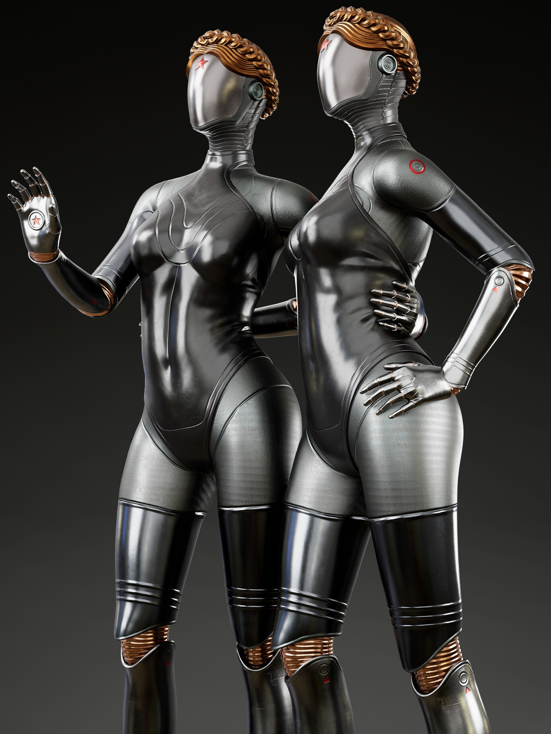 TWINS - My, Games, Blender, Zbrush, Girls, Robot, Characters (edit), Game art, Longpost