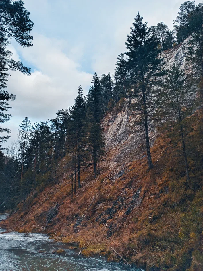 Salair taiga - My, Mobile photography, Water, Salair, Canyon, Taiga, Autumn, Longpost