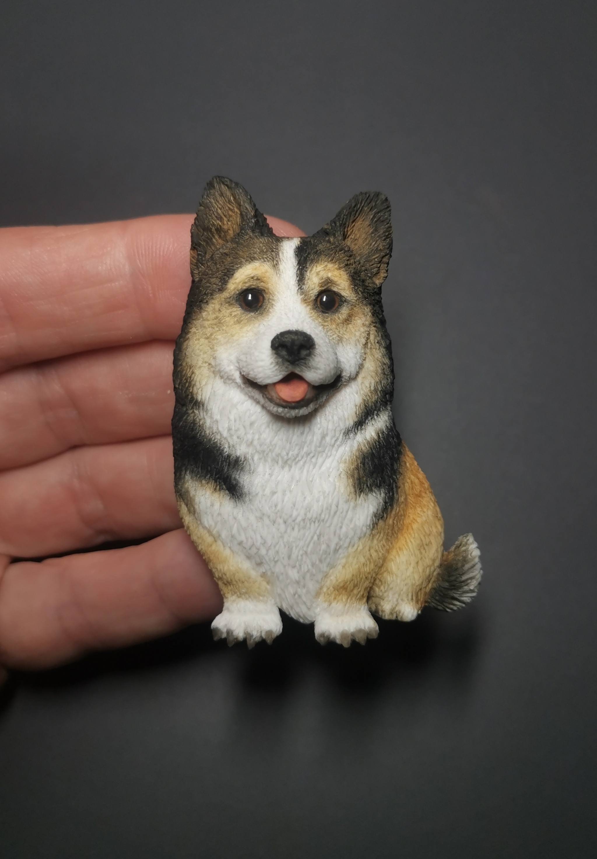 Corgi Brooch - My, Polymer clay, Лепка, Brooch, Miniature, Corgi, Dog, Longpost