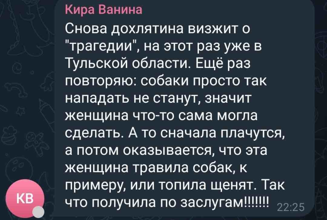 Зоорадикалы обвиняют убитую бродячими собаками женщину в живодёрстве - Смерть, Собака, Нападение, Убийство, Радикальная зоозащита, Бродячие собаки, Трагедия, Негатив, Зоозащитники, Насилие, Преступление, Длиннопост