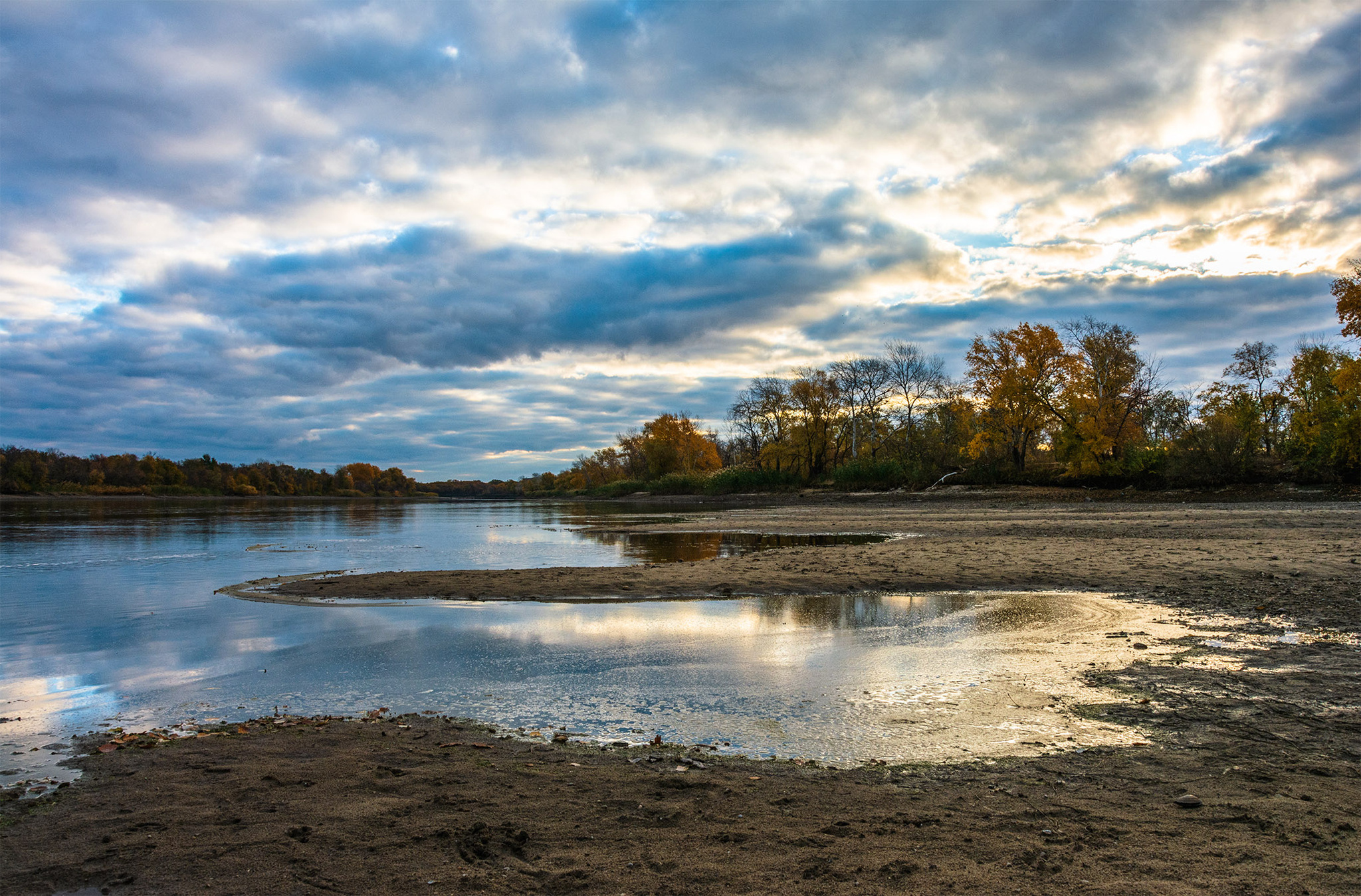 At low water - My, The photo, Nikon, Nature, Landscape, Sunset, River, Shallow