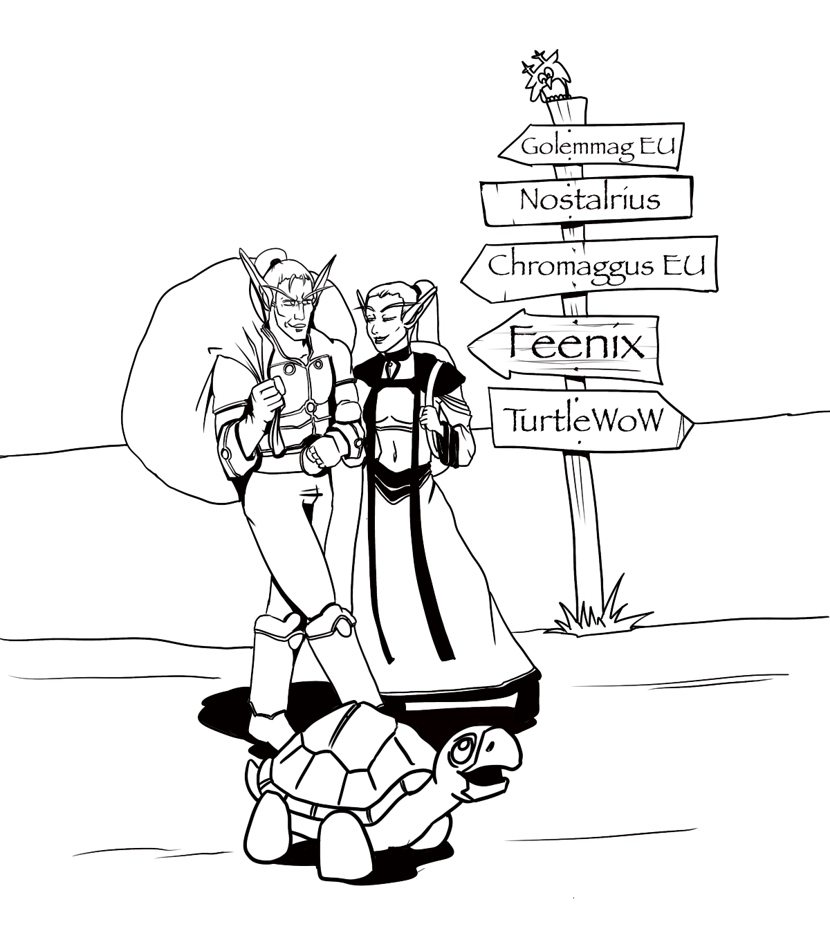 Luciphur and Sen - On the road again! - My, Procreate, Characters (edit), Illustrations, Art, Drawing, Inktober, Warcraft, World of warcraft, World of Warcraft: Classic, Blizzard, Night elfs, 2D, Longpost