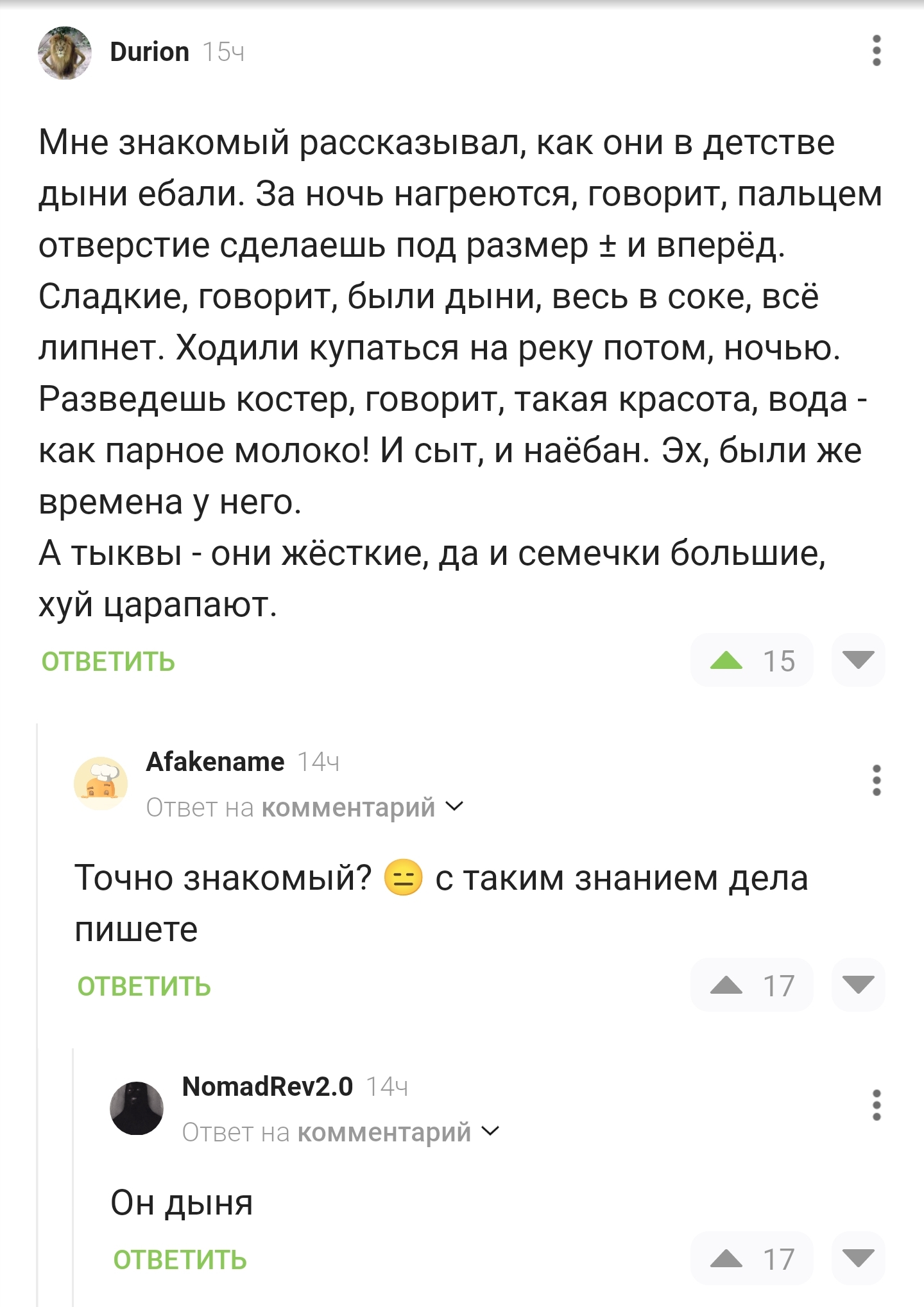 Дыня: и сыт, и обманут - Скриншот, Комментарии на Пикабу, Мат, Дыня, Извращенцы, Мастурбация