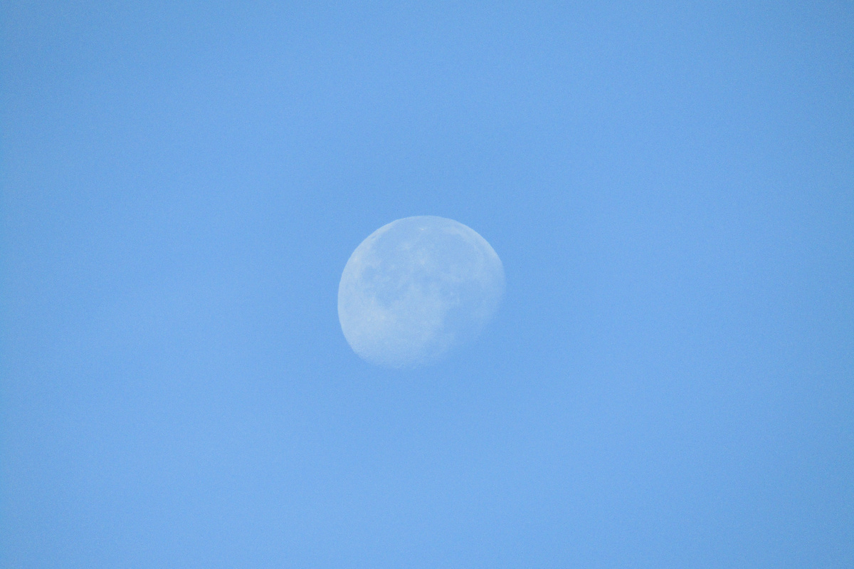 Moon during the day - My, moon, Village, Summer, Weather, The photo