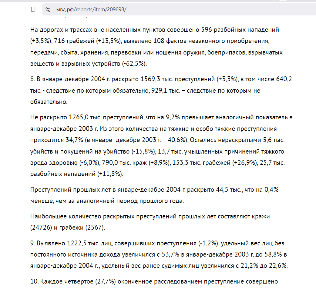 Crime situation in Russia for January–December 2004 - Crime, Russia, Crime, Statistics, Longpost, Negative