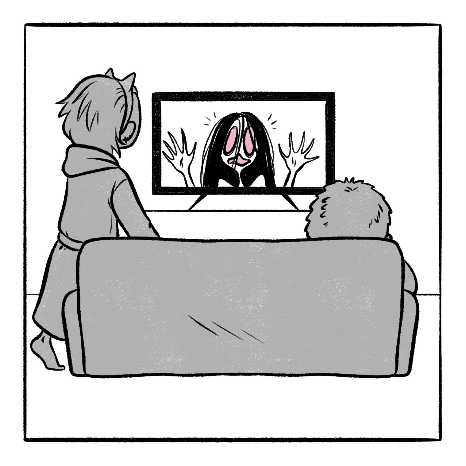 Scary - My, Author's comic, Comics, Art, Slice of life, Relationship, Men and women, Fear, Horror, Mask, Movies, Longpost