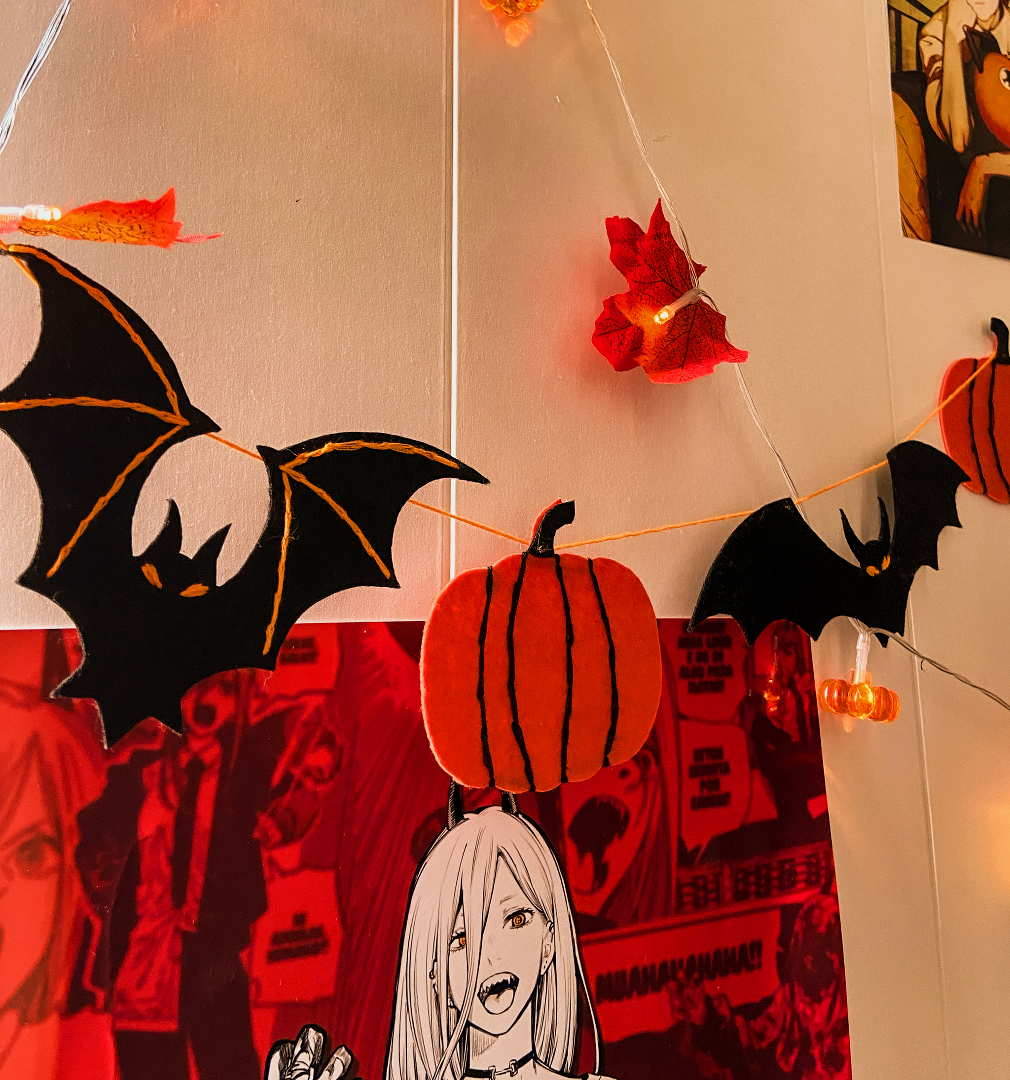 Halloween Garland - My, Creation, Artist, Illustrations, Modern Art, Art, Halloween, October, Autumn, Garland, Pumpkin, Embroidery, Bat, Longpost