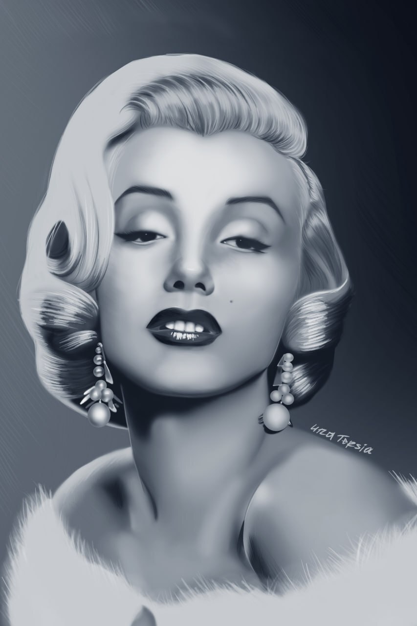 Marilyn Monroe - Marilyn Monroe, Drawing, Movie heroes, Black and white