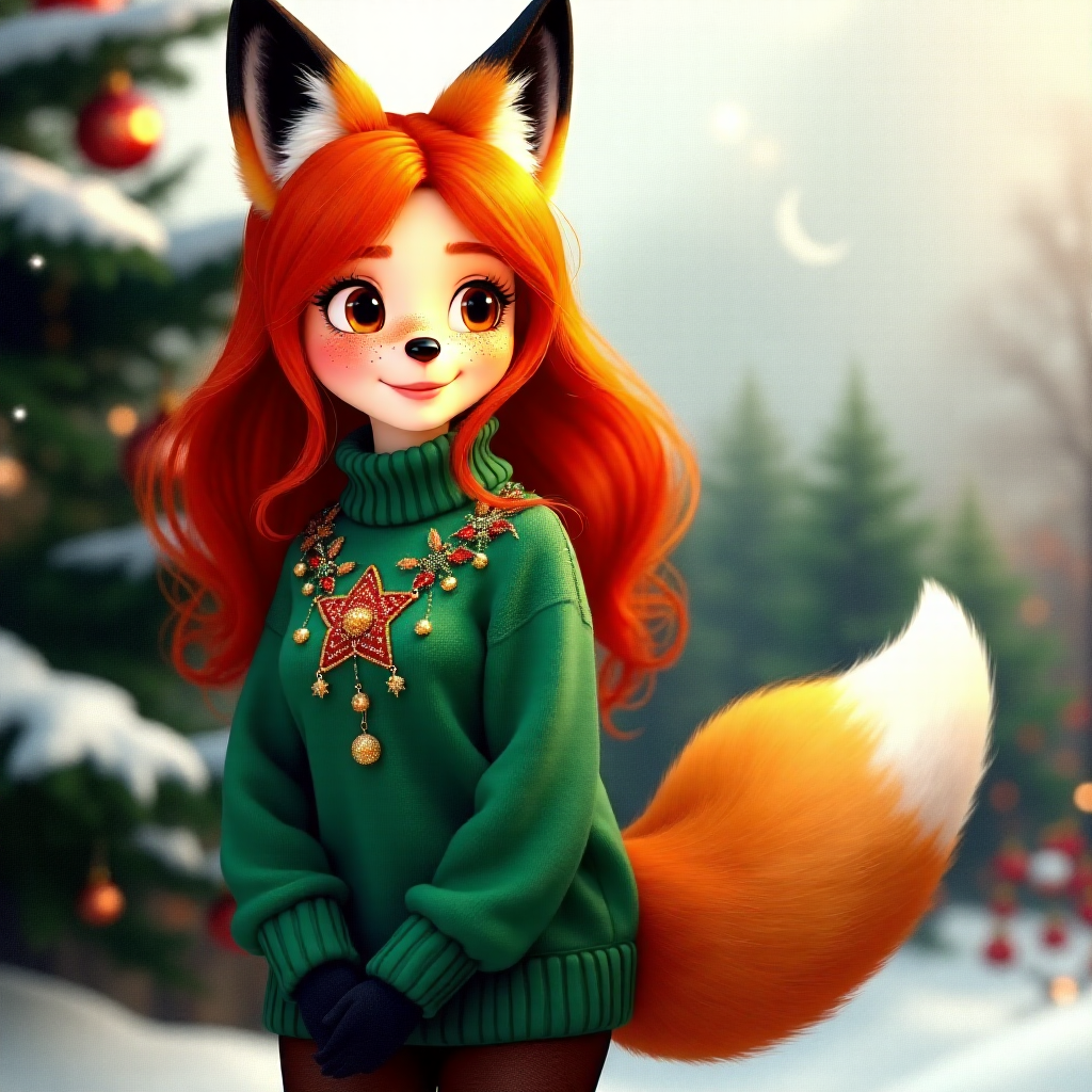 Reply to the post The Night Before - My, Ginger & White, Neural network art, Нейронные сети, Art, Anime art, Girls, Anime, Kitsune, Animal ears, Tail, Original character, Redheads, Halloween, Horror, Longpost, Reply to post