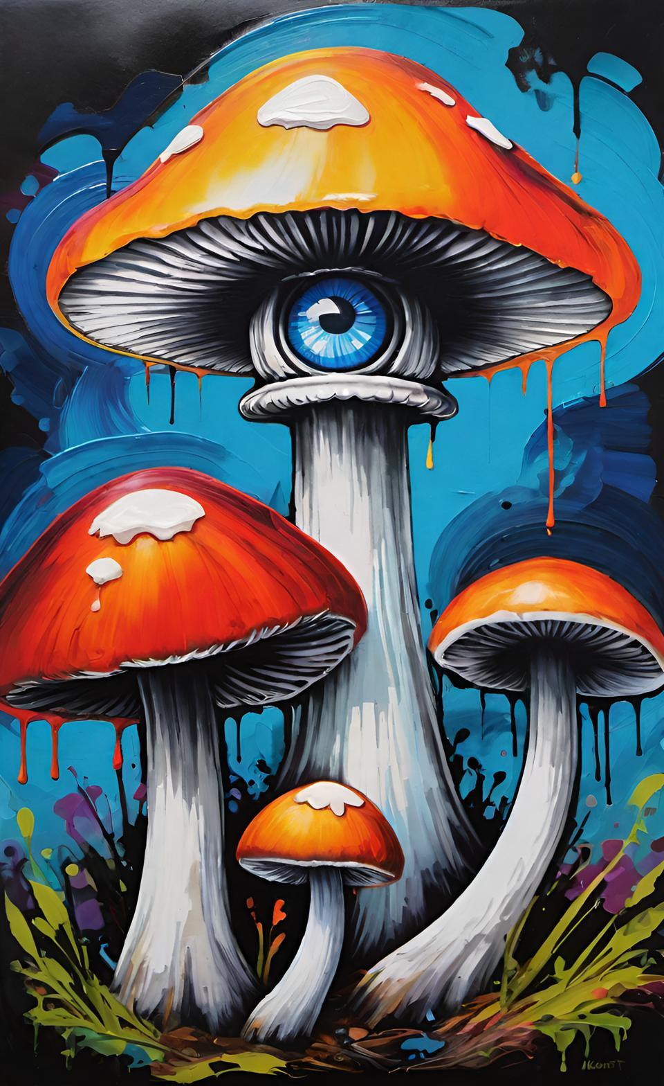 Category: creativity from AI - My, Computer graphics, Neural network art, Artificial Intelligence, Telegram (link), Telegram, Mushrooms, Porcini, Mushroom pickers, Chanterelles, Ryazan, Eyes, Longpost