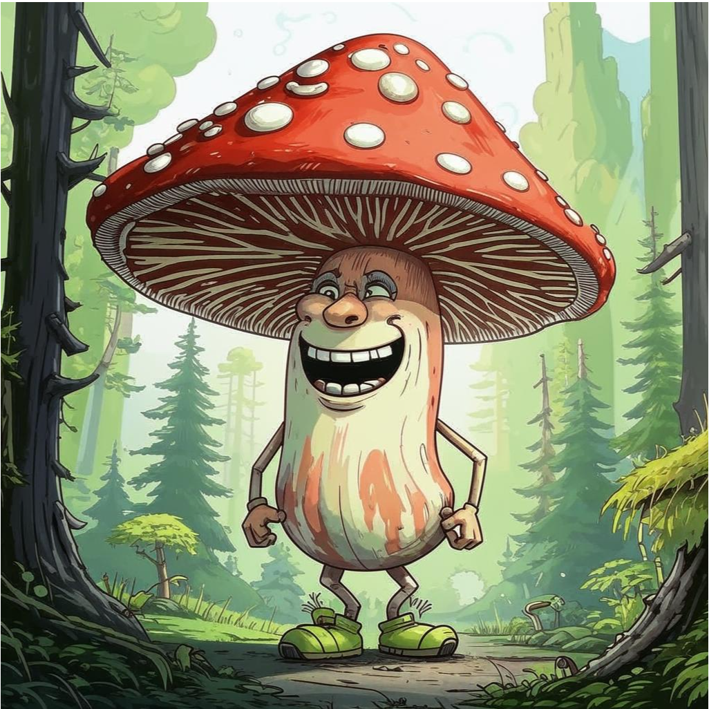 Category: creativity from AI - My, Computer graphics, Neural network art, Artificial Intelligence, Telegram (link), Telegram, Mushrooms, Porcini, Mushroom pickers, Chanterelles, Ryazan, Eyes, Longpost