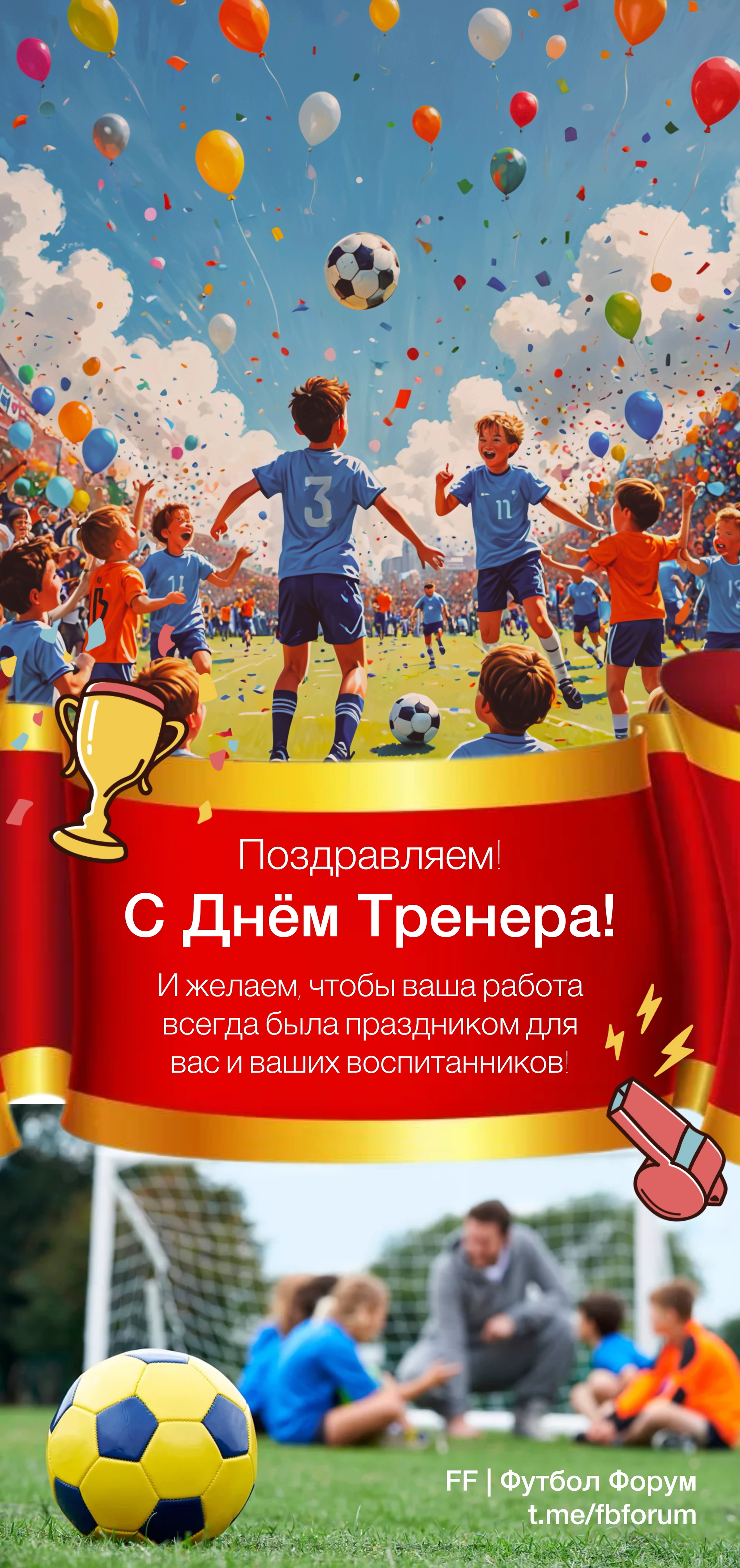 Happy Coach's Day! - Football, Тренер, Congratulation, Telegram, Professional holiday