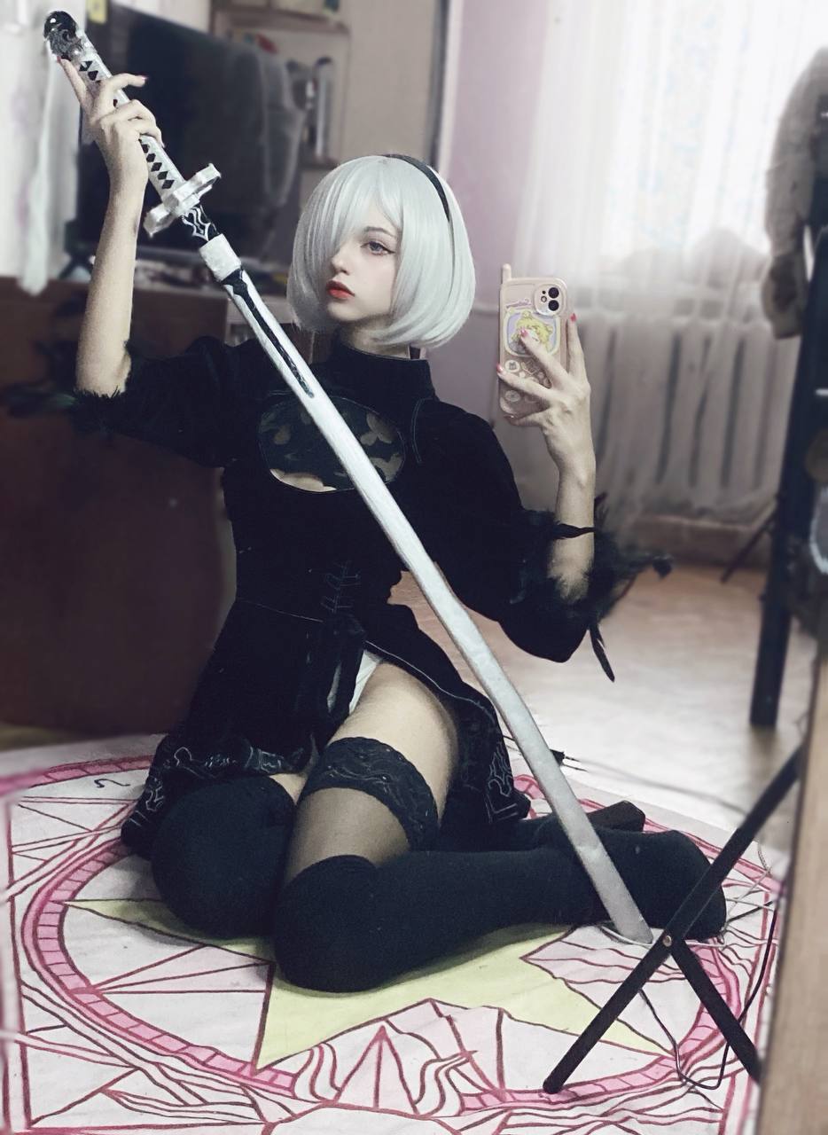 Домашний косплей на тубишку - Моё, NIER, NIER Automata, Yorha unit No 2 type B, Косплей, Game Art, Косплееры, Сиськи, Девушки, Катана, Аниме, Фигура, Pascal (Nier Automata), Automata, Длиннопост