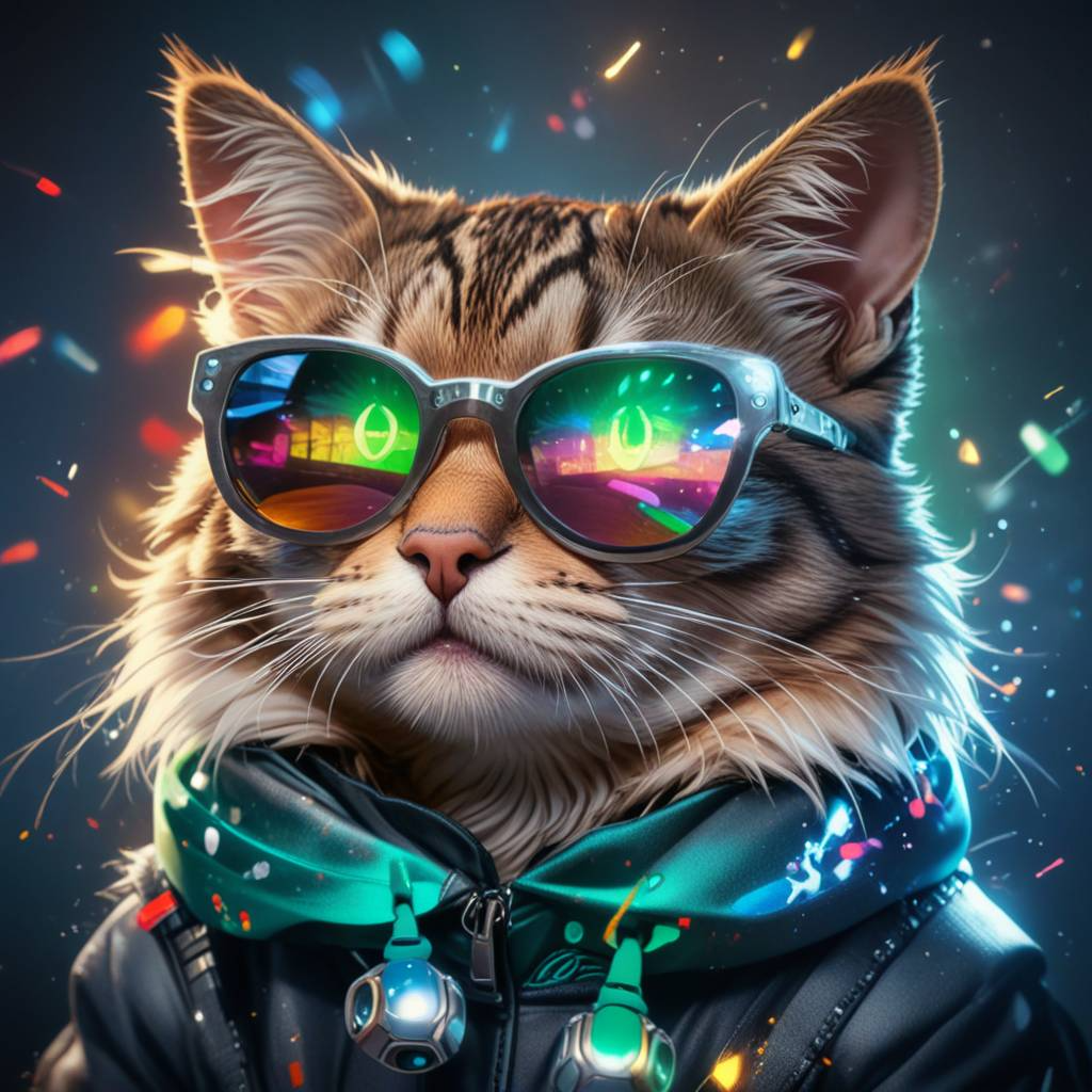 Cats in glasses: style and chic in every paw! - Neural network art, cat, Milota, Pet the cat, Glasses, Fluffy, Bed, Tricolor cat, Longpost