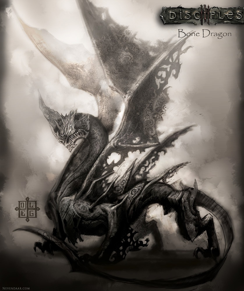 Dead dragons are the pinnacle of necromantic mastery of the Undead Hordes. - My, Disciples 2, Disciples, Disciples: Sacred Lands, Disciples III, Lore of the universe, Nevendaar, The Dragon, Necromancy, Dark fantasy, Longpost, Concept Art