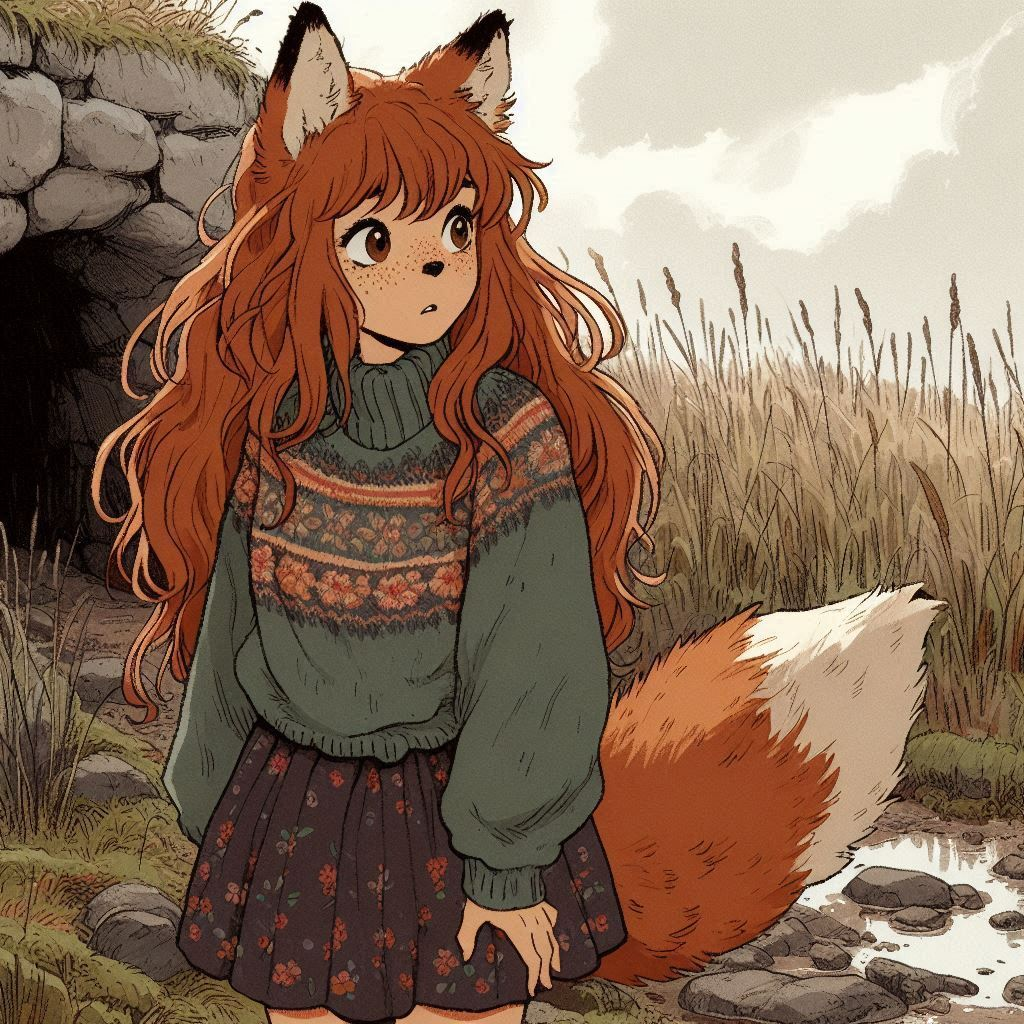 Reply to the post The Night Before - My, Ginger & White, Neural network art, Нейронные сети, Art, Anime art, Girls, Anime, Kitsune, Animal ears, Tail, Original character, Redheads, Halloween, Horror, Longpost, Reply to post