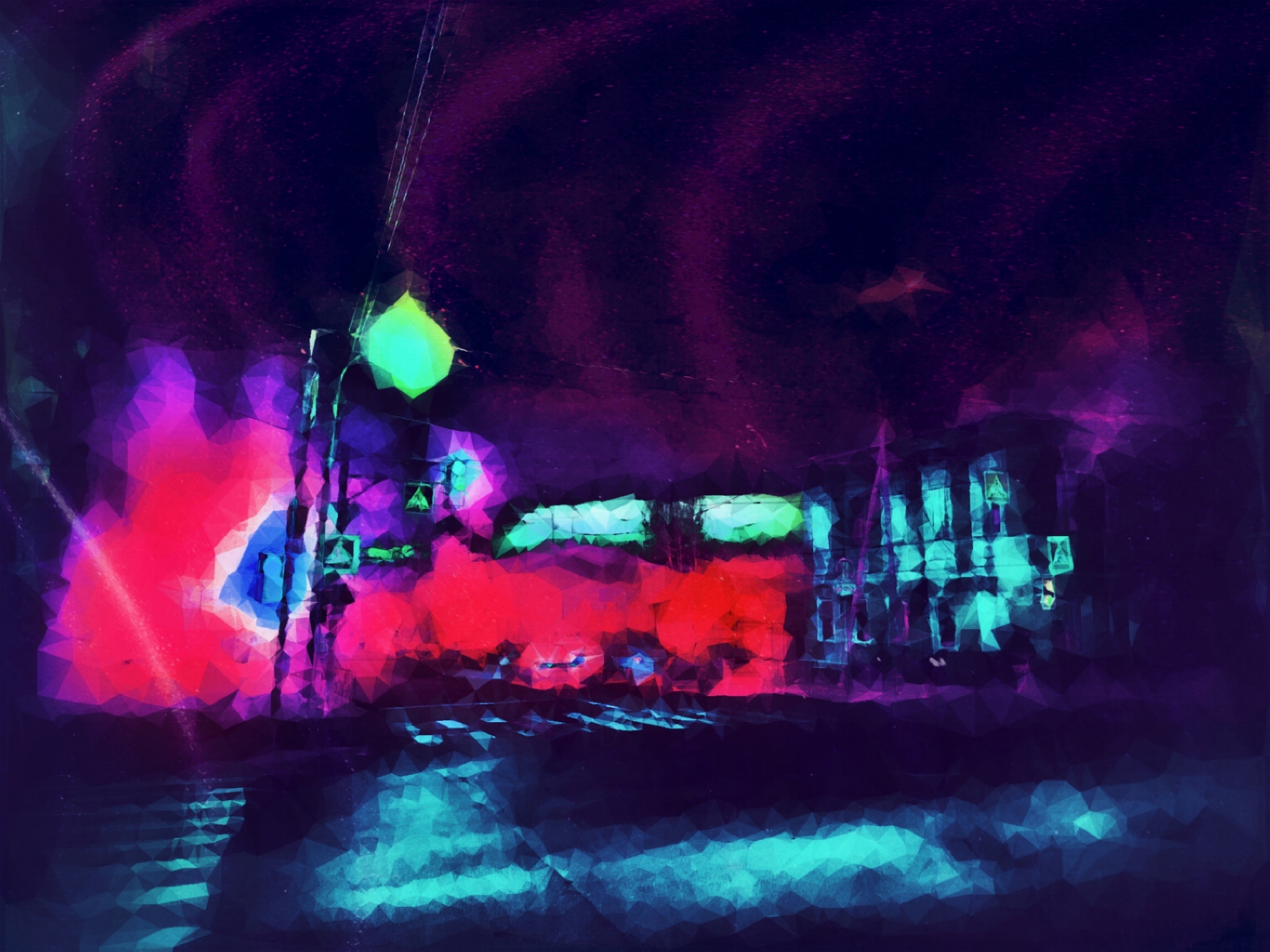 Alarming - My, Art, Mobile photography, Psychedelic, Night, Town