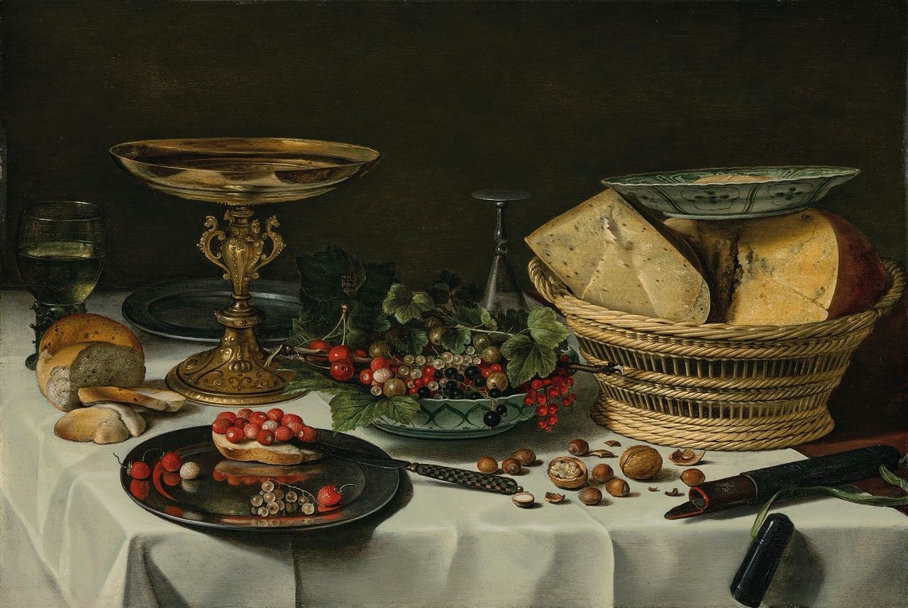 Pieter Claes (1597-1661), “Still Life”, oil on wood. 50x73 cm - Art, Still life, Painting, Painting, Oil painting, Tree