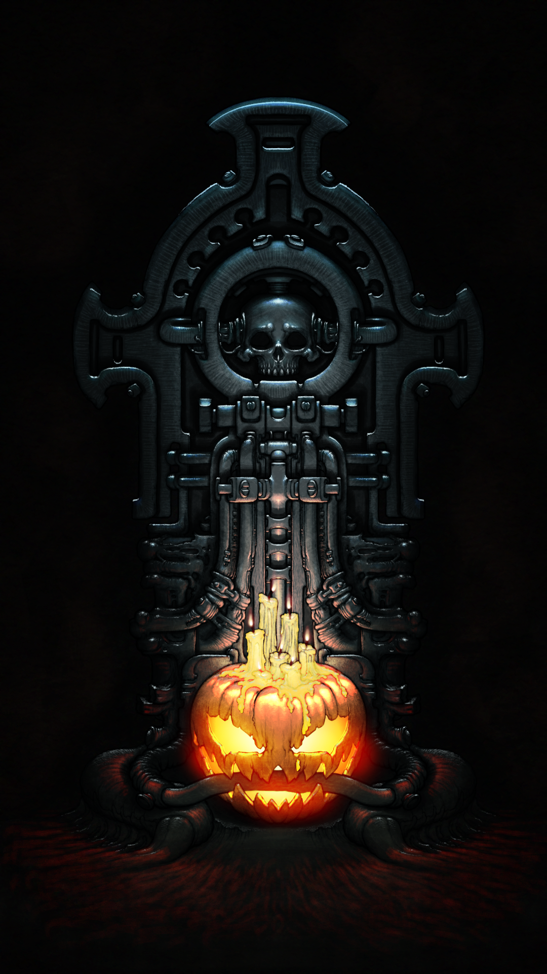 Warhammer Halloween - Моё, Арт, 2D, Иллюстрации, Открытка, Хэллоуин, Тыква на Хэллоуин, Анимация, Digital, Warhammer 40k, Видео, Вертикальное видео, Длиннопост