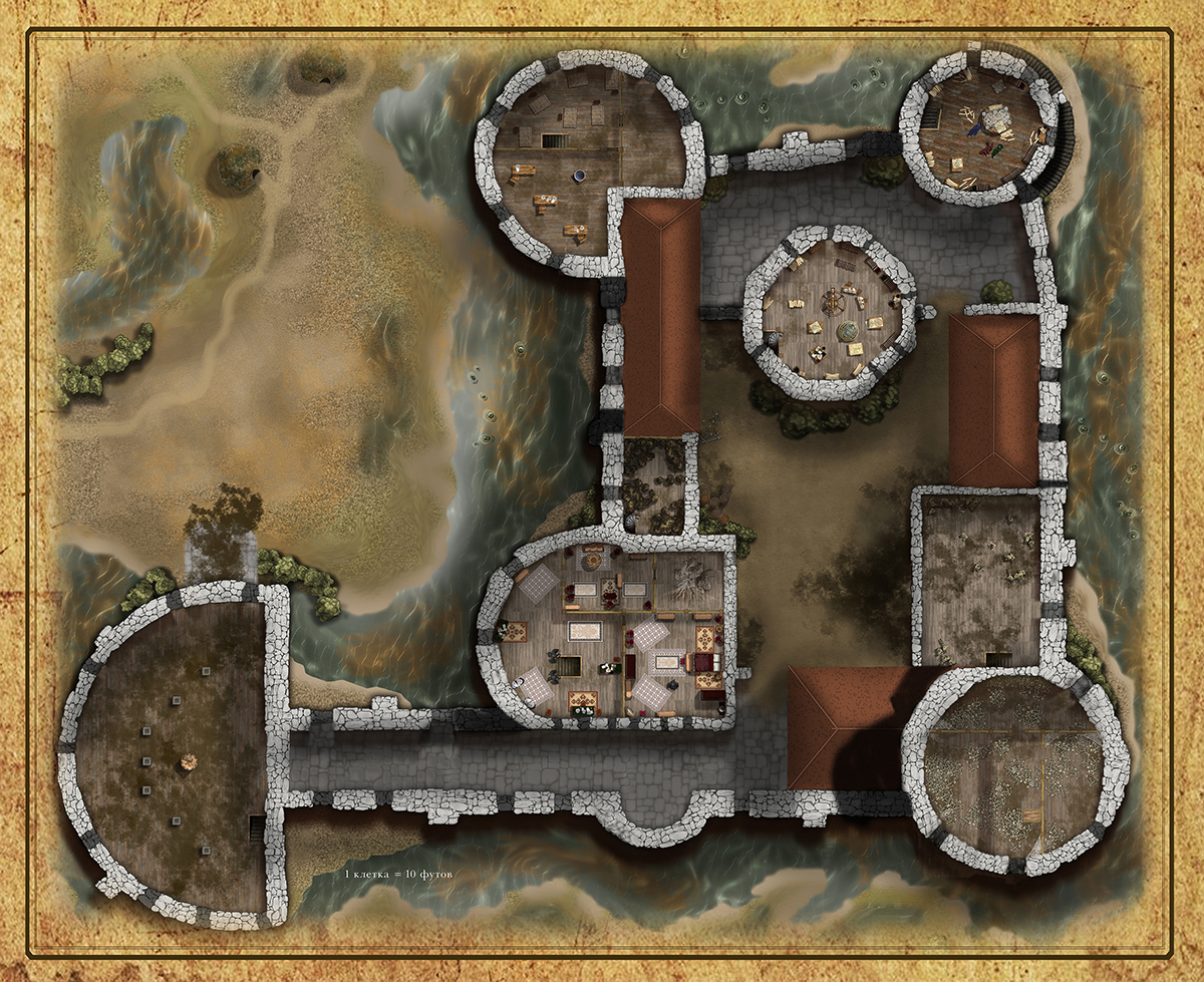 DnD Map. The Treasure of the Dragon Queen. Castle Nerithar and its surroundings. 3rd floor 19x16 (without surroundings) and caves - My, RPG, Our NRI, Cards, Dnd 5, Dungeons & dragons, Board games, Longpost