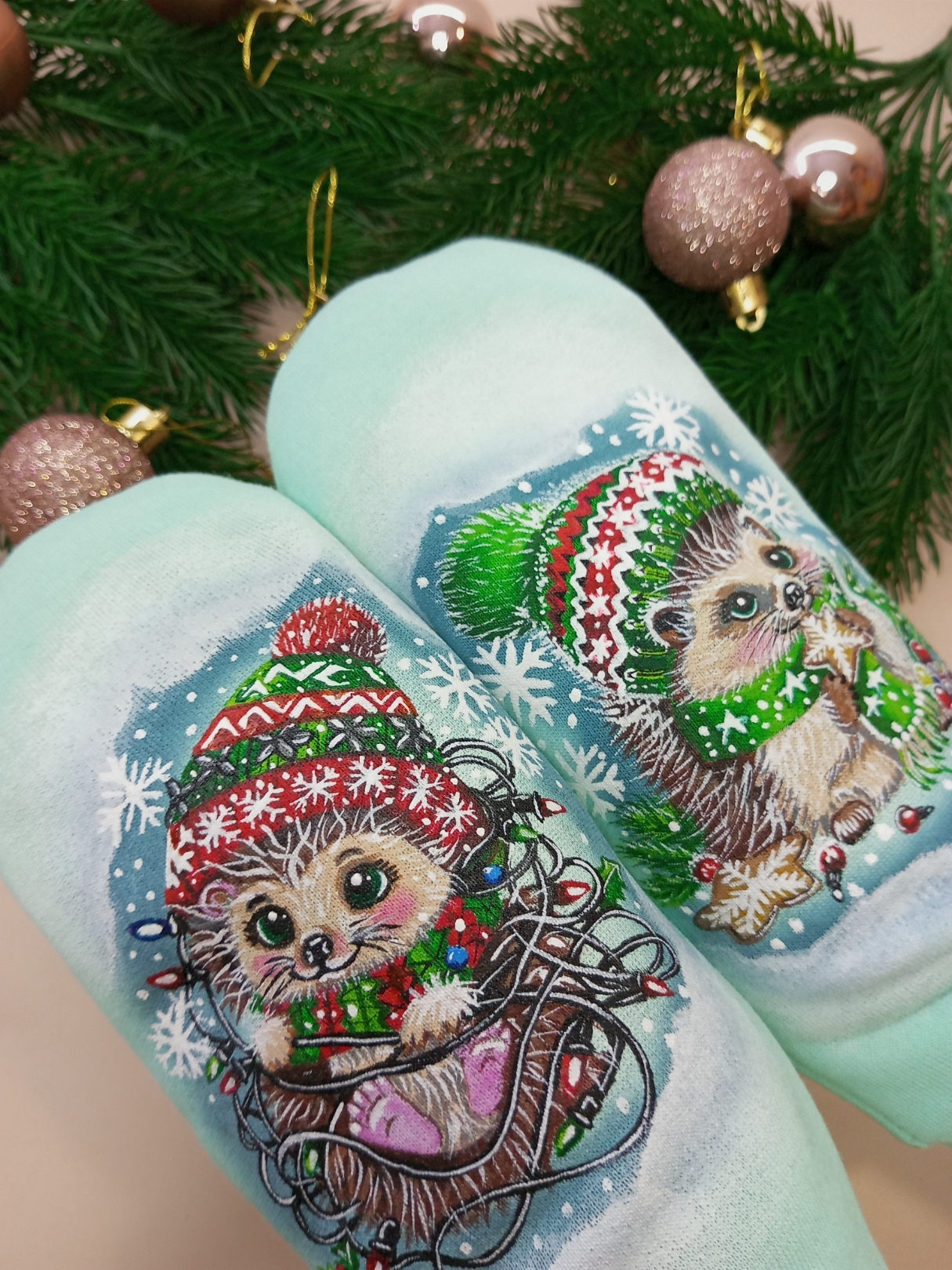 Fleece mittens hand painted. A good gift for the New Year - Customization, Handmade, With your own hands, Mittens, New Year, Presents, Longpost