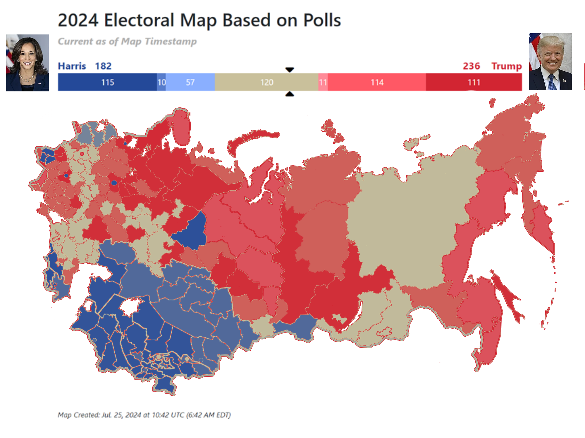 2024 US Presidential Election Map Based on Polls - US elections, Memes, Cards, USA