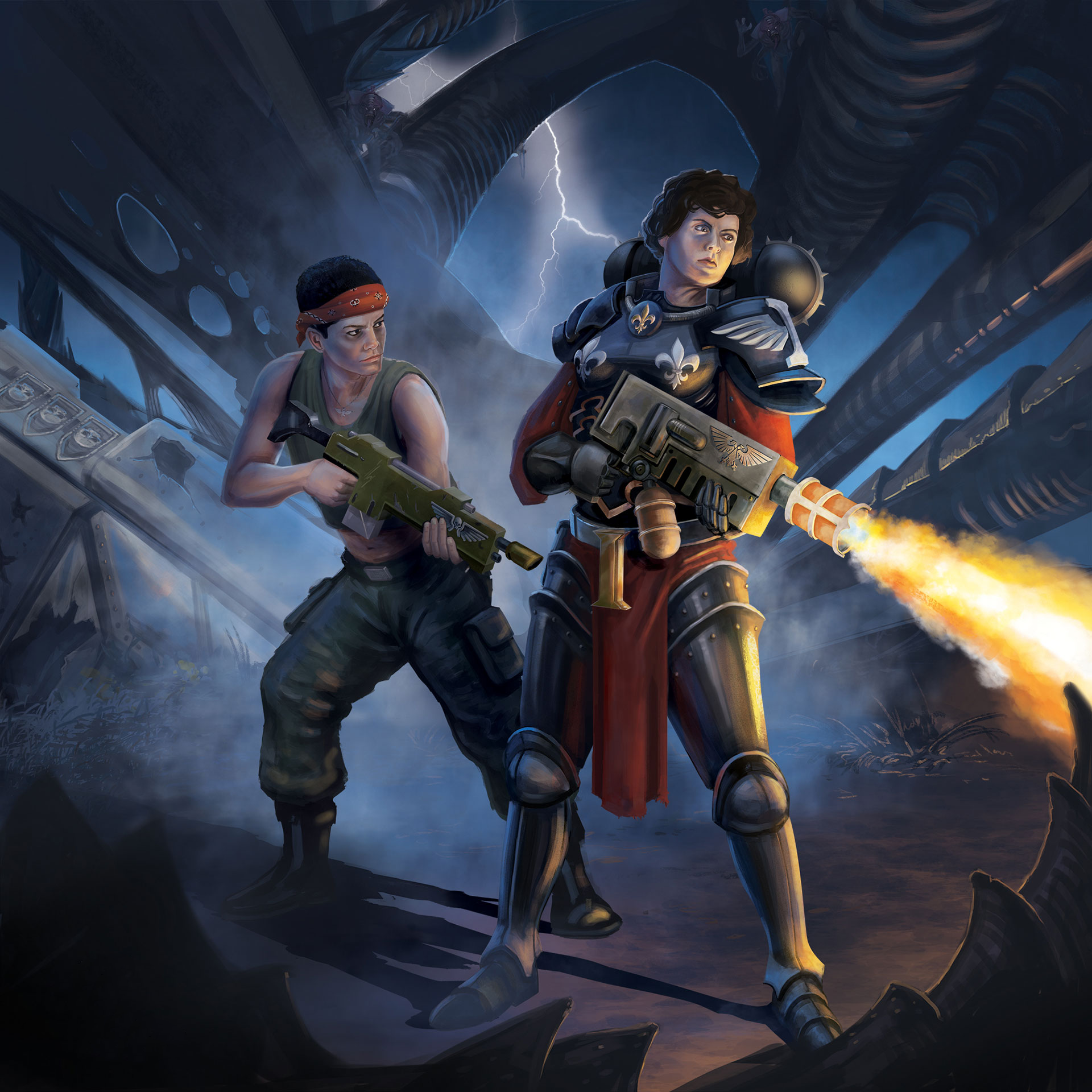 In the hive - Warhammer 40k, Astra Militarum, Catachan Jungle Warriors, Adepta Sororitas, Ellen Ripley, Alien movie, Wh Art