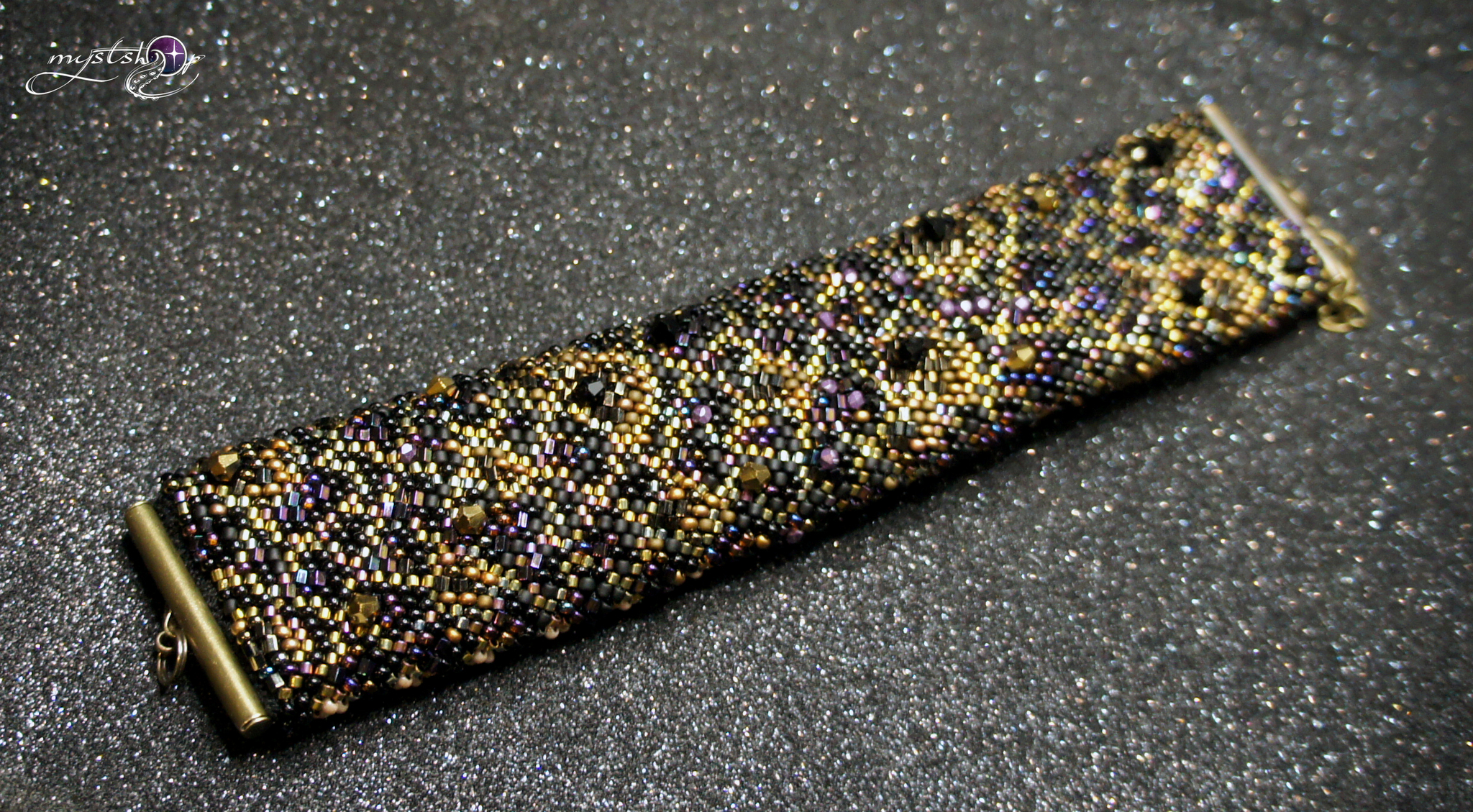 Embossed Wide Bracelet Scales - My, Needlework without process, A bracelet, Relief, Beads, Japanese beads, Czech beads, Scales, Video, Longpost