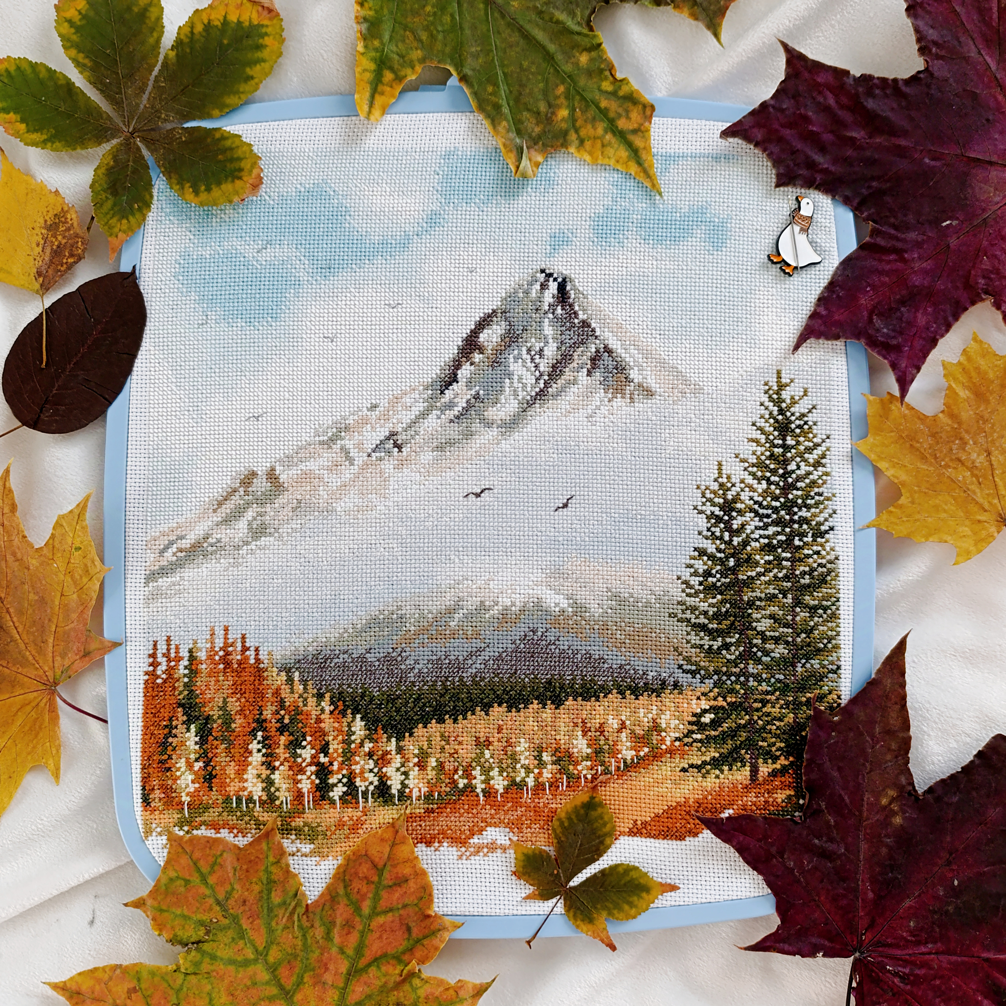 Autumn in the Mountains process - My, Embroidery, Needlework, Hobby, Needlework with process, Cross-stitch, Friday tag is mine