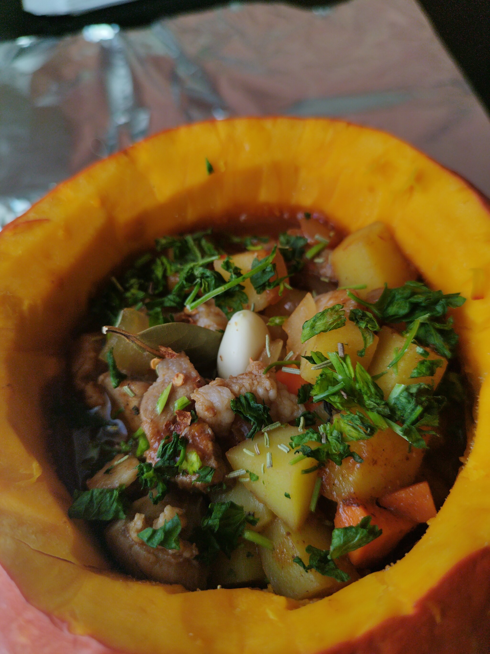 Porridge from an axe: stew in a pumpkin - My, Food, Recipe, Books, Cooking, Budget, Ax porridge, Book Club, Longpost