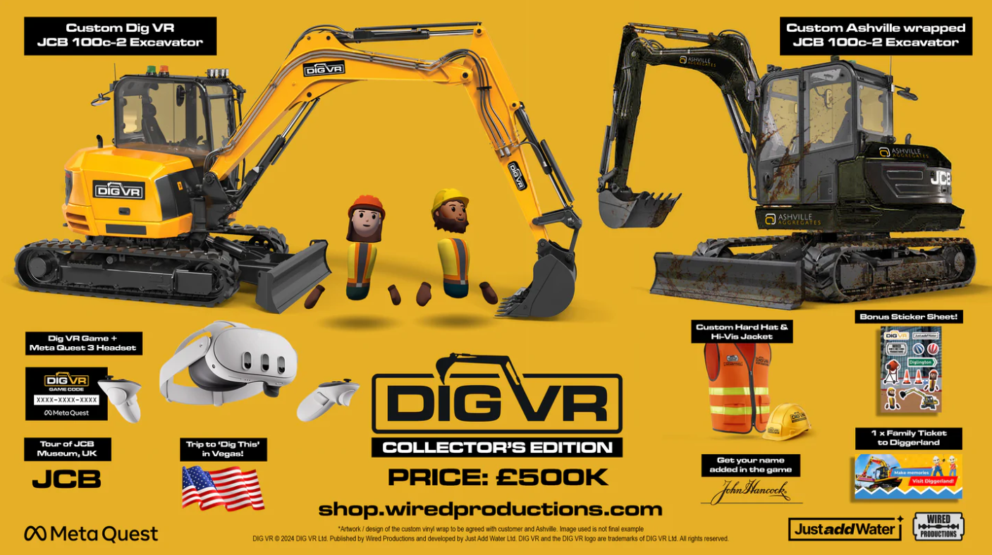 Dig VR presents a deluxe collector's edition with two real excavators for 63 million rubles - My, Game world news, Computer games, Collector's Edition, Vr game, Excavator