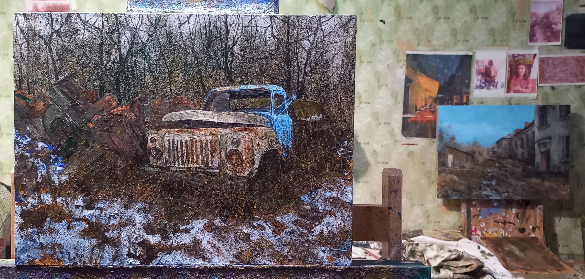 My new job - My, Creation, Landscape, Art, Painting, Dirt, Artist, Winter, Off road, Painting, Gas, Made in USSR, Car, Scrap metal, Longpost