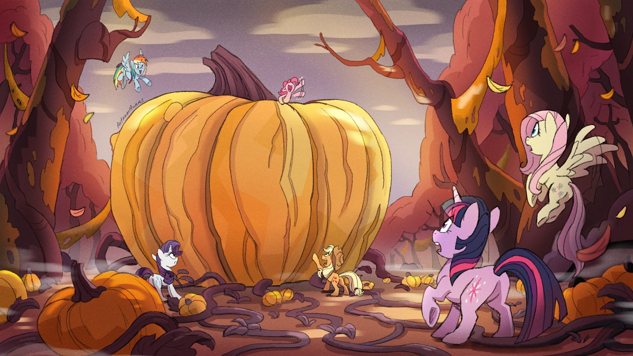 Giant Pumpkin - My little pony, Fluttershy, Twilight sparkle, Rarity, Rainbow dash, Applejack, Pinkie pie