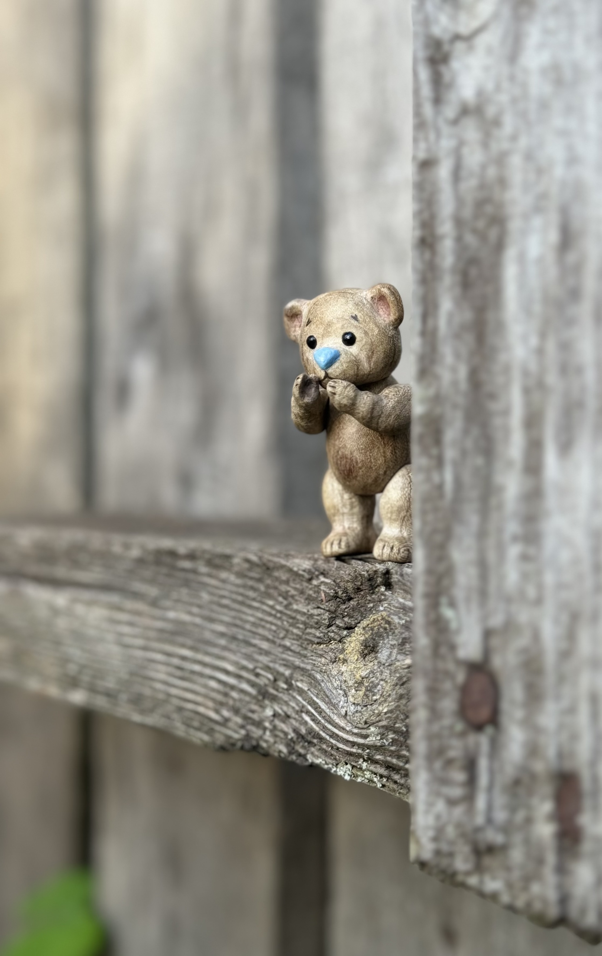 Wooden bear in miniature - My, Creation, Tree, Wood carving, Toys, Miniature, Decor, Longpost