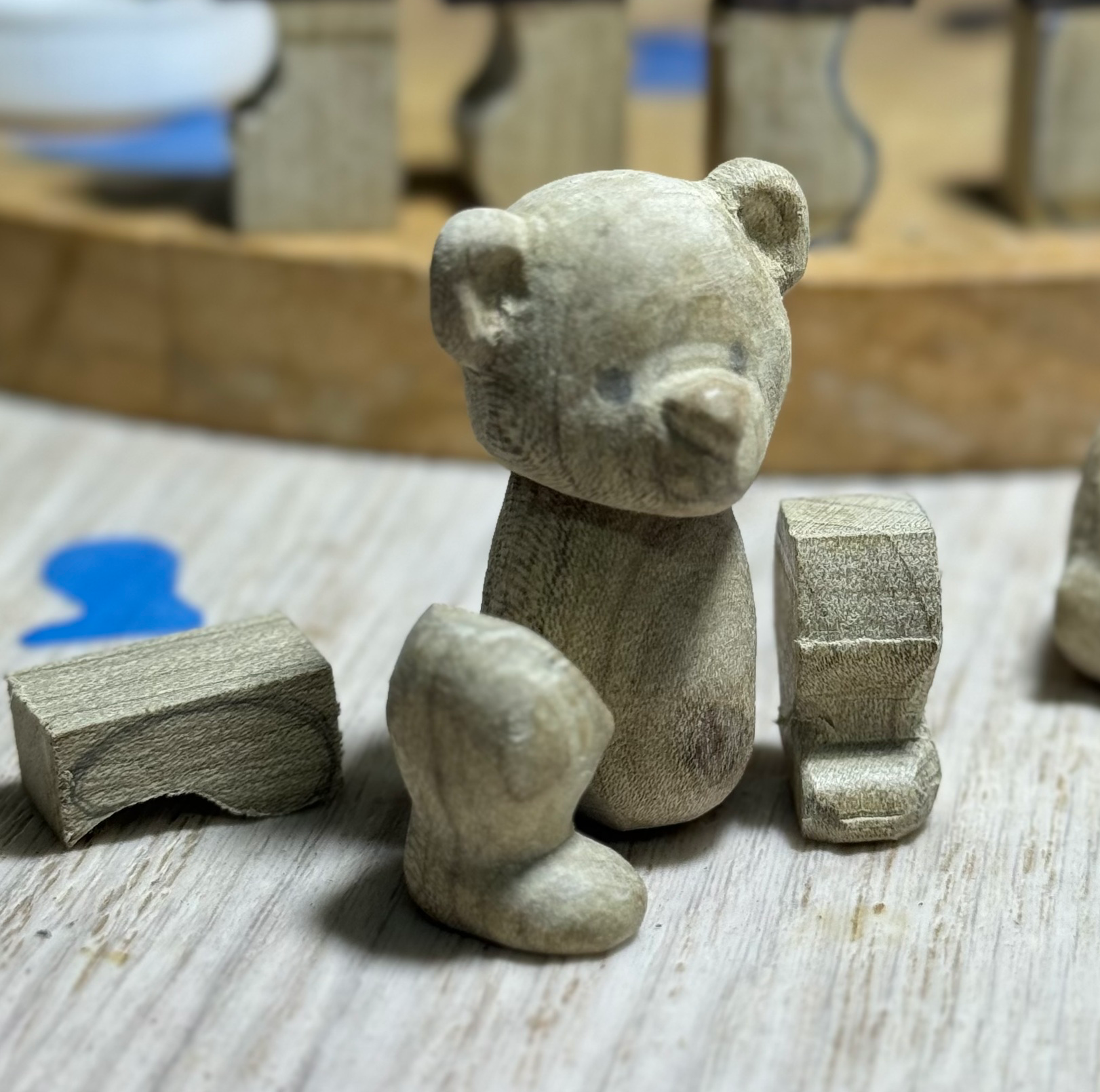 Wooden bear in miniature - My, Creation, Tree, Wood carving, Toys, Miniature, Decor, Longpost