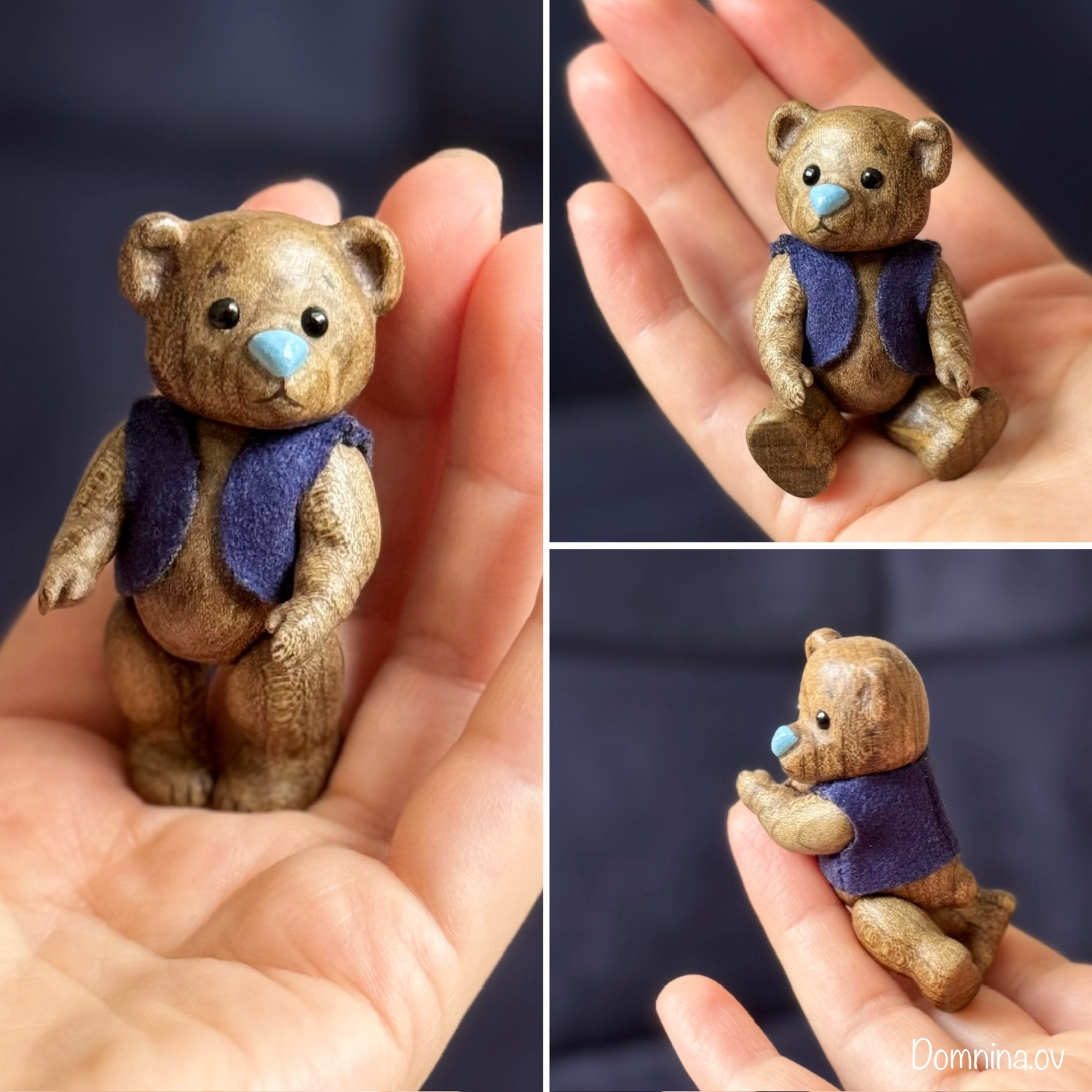 Wooden bear in miniature - My, Creation, Tree, Wood carving, Toys, Miniature, Decor, Longpost