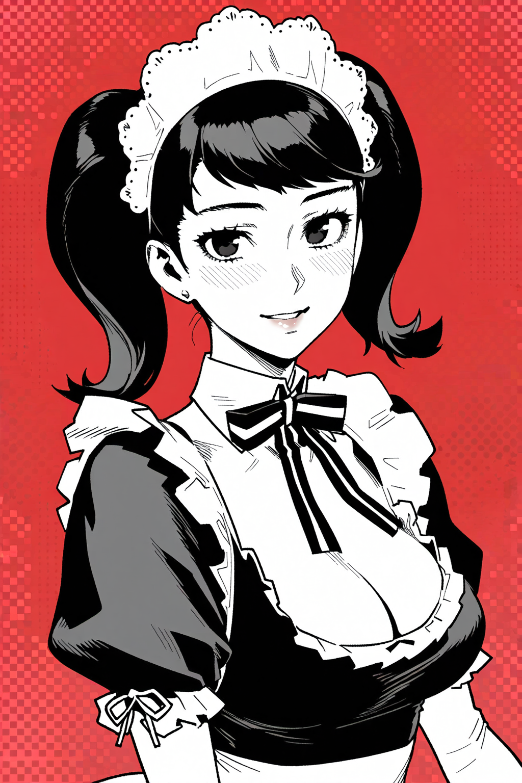 Горничная Бекки к вашим услугам! - Арт, Аниме, Anime Art, Арты нейросетей, Persona, Kawakami sadayo, Горничная, Game Art, Игры, Длиннопост, Persona 5, Persona 4