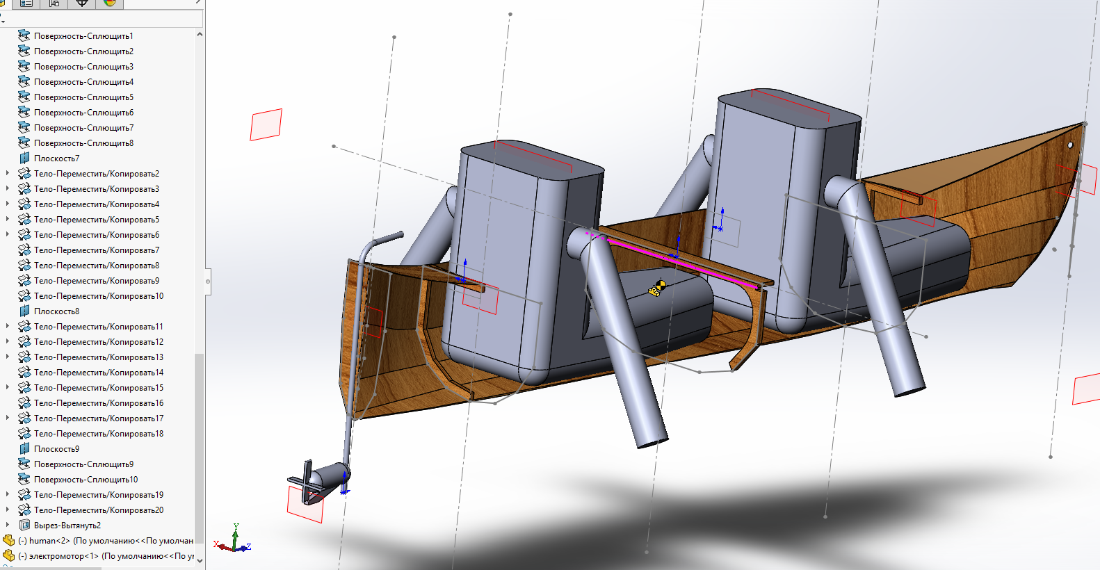 Как сделать свое каноэ, каяк или лодку из фанеры. Часть 1. 3D-модель - Моё, 3D, 3D моделирование, Solidworks, Каноэ, Каяк, Лодка, Своими руками, Ручная работа, Сплав, Сплав по реке, Длиннопост, Компас-3D, Autocad