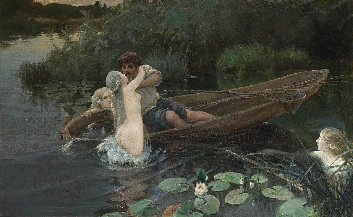 Иван Дженеев. «Водные глубины. Омут», 1907 - Картина, Живопись, Русалка, Река, 1907