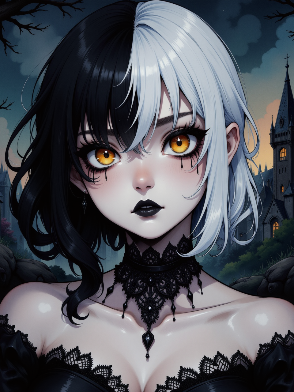 Neurotyanki #80 (Gothic) - Anime, Anime art, Neural network art, Flux, Original character, Нейронные сети, Stable diffusion, Girls, Longpost, My