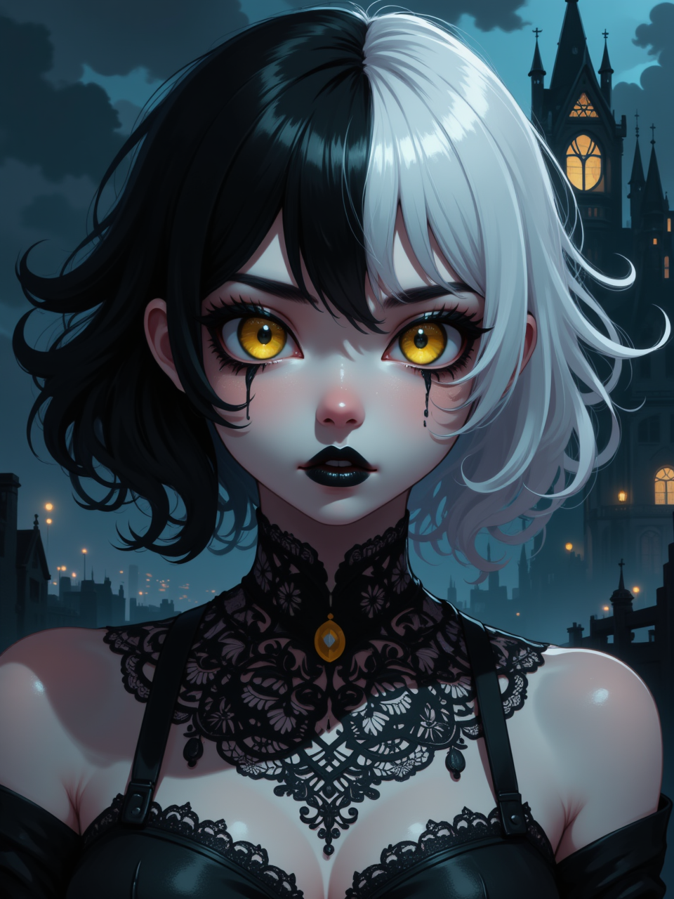 Neurotyanki #80 (Gothic) - Anime, Anime art, Neural network art, Flux, Original character, Нейронные сети, Stable diffusion, Girls, Longpost, My